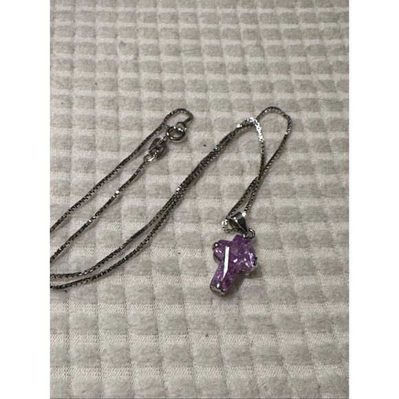 925 silver box chain and crystal cross pendant - Picture 1 of 6